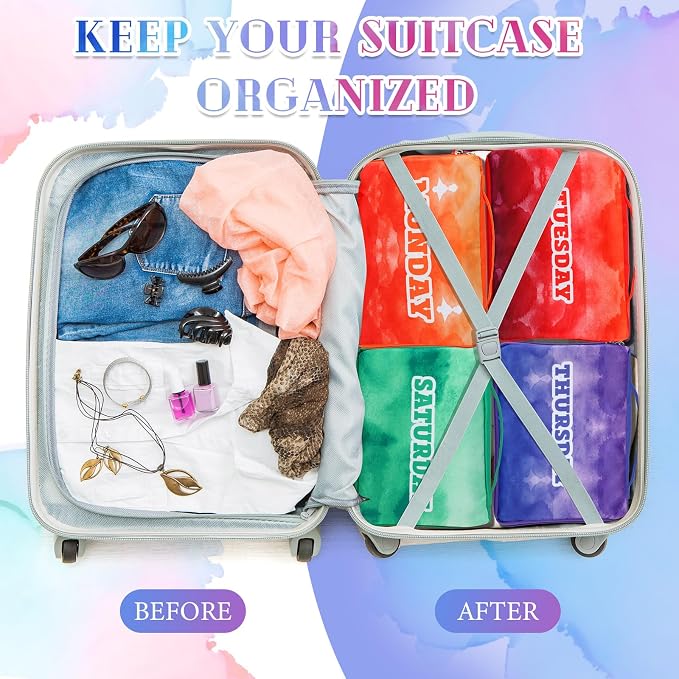 Paterr 14 Pcs Packing Cubes for Travel Kids Days of Week Compression Packing Cubes Colorful Luggage Organizers Suitcase Camp(10 x 8 x 5 Inch) - Image 6