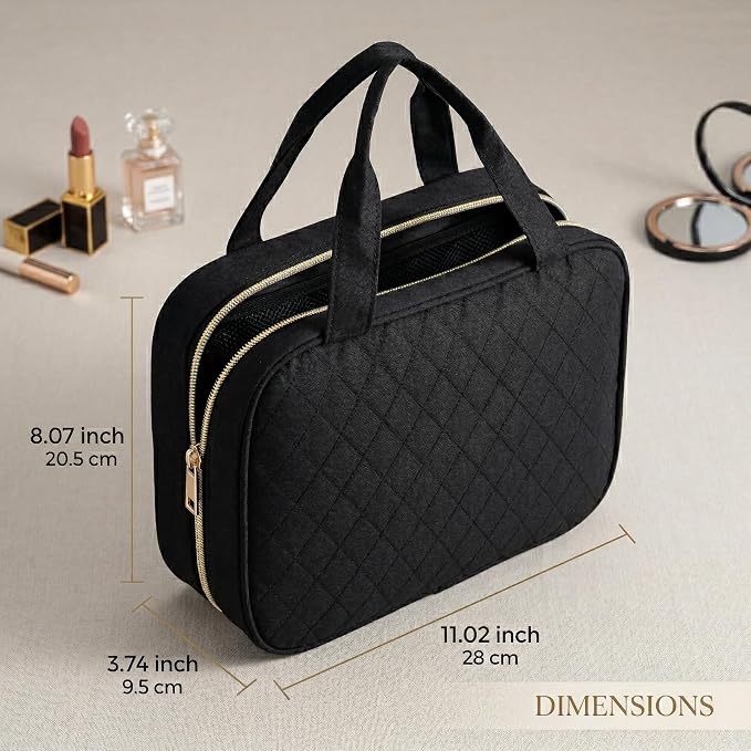 Travel Toiletry Bag for Women, Large Hanging Makeup Cosmetic Bag, Dark Blue | Big Compartment but Portable, Water-resistant Makeup Organizer Bags for Accessories, Shampoo, Full-size Container, Toiletries - Image 6