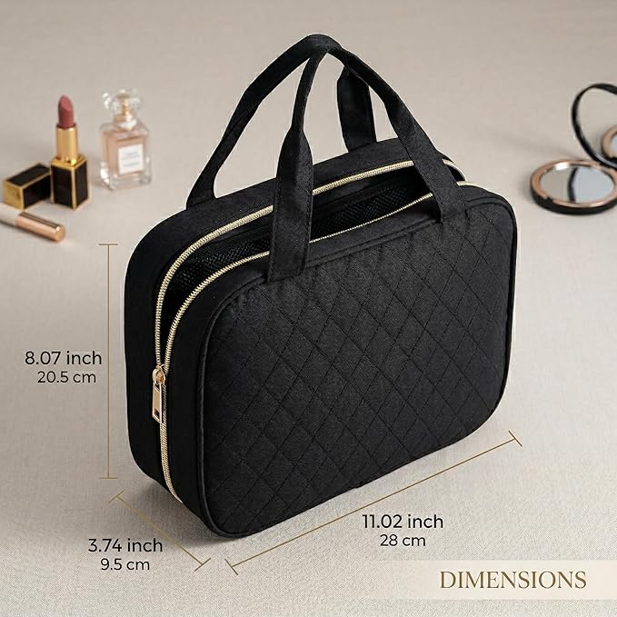 Travel Toiletry Bag for Women, Large Hanging Makeup Cosmetic Bag, Pink | Big Compartment but Portable, Water-resistant Makeup Organizer Bags for Accessories, Shampoo, Full-size Container, Toiletries - Image 6