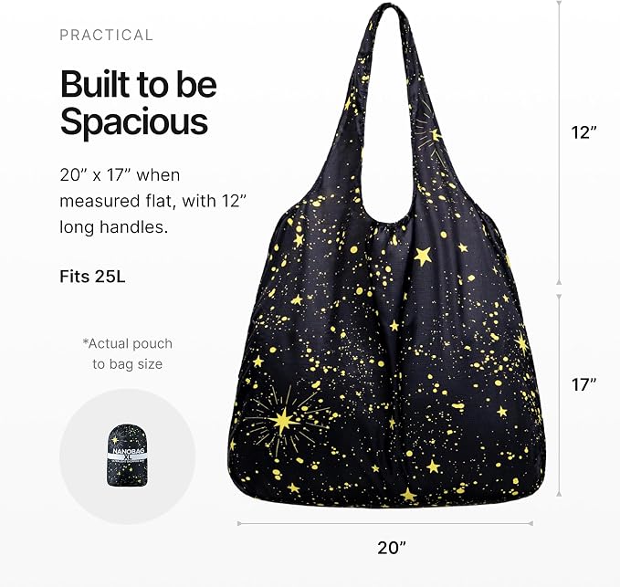 Nanobag XL 25L Tote Foldable Packable Reusable Grocery Shopping Bag | 1.05 oz Premium Portable Collapsible Extra Large Pocket-Sized for Everyday Use, Beach & Travel - Image 4