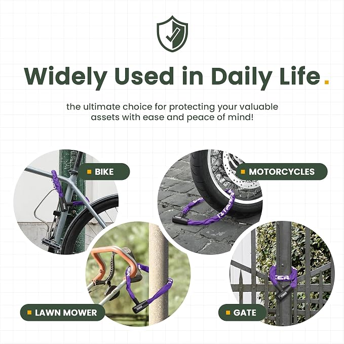 Titanker Bike Chain Lock with Keys, 3.3 Feet Security Heavy Duty Anti-Theft Bicycle Chain Locks for Bike, Motorcycle, Bicycle, Door, Gate, Fence, Grill (6mm, 8mm, 10mm Thick Chain) - Image 8