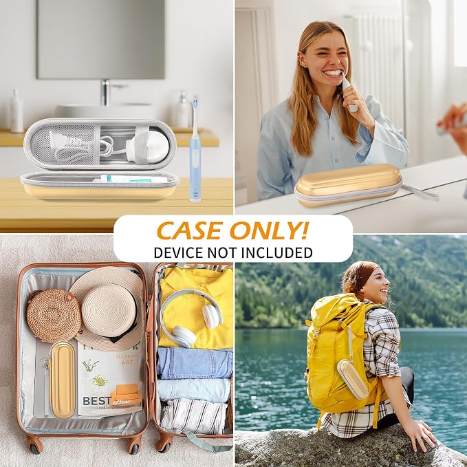 Toothbrush Travel Case for Oral B/Oral-B Pro 1000 1500 5000 7000 & Philips Sonicare 4100 1100 5300 5100 6100/iO Electric Toothbrush, Hard Protective Storage Bag (Dazzling Gold with toothbrush cap) - Image 5
