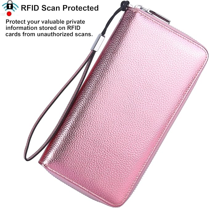 Small Compact Women Wallet RFID Blocking Genuine Leather Bifold Purse with ID Windows - Image 2