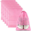 Pink Travel Shoe Bags - 5 Pcs Non-Woven Packing Bags with Clear Window | 15.7" x 11.8" Waterproof Dustproof Portable Travel Shoe Storage Bag for Men and Women by COIDEA