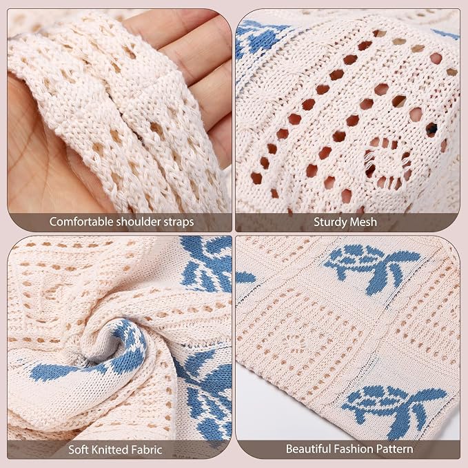 Sightor Crochet Tote Bag, Mesh Beach Bag Knit Summer Hobo Bag for Women | Beach Tote bag Vacation Outfits Aesthetic Boho Bag - Image 4