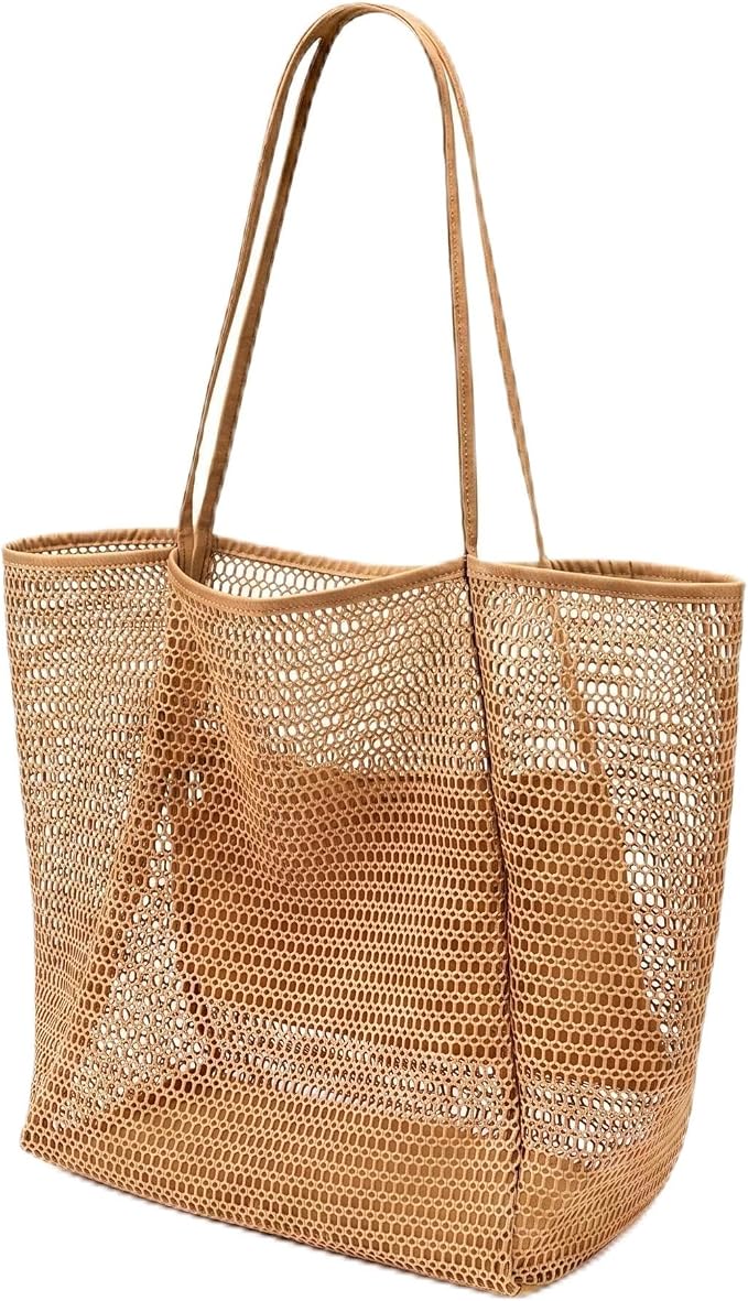 Mesh Beach Tote Bag for Women, Sandproof Quick Dry Foldable Travel Bag by Unknown