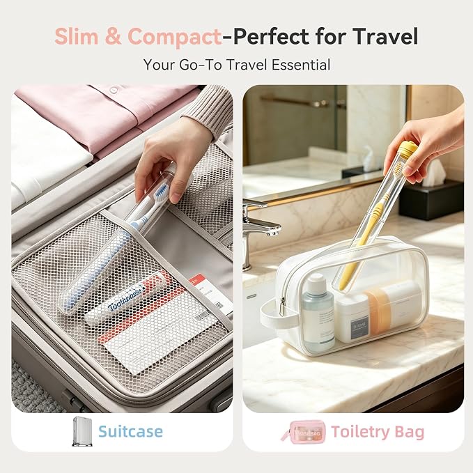MOPMS Toothbrush Travel Case 2PK, Leak-Proof Clear Holder | Durable crystal clear toothbrush case with leak-proof design. Keeps brushes clean for travel, camping and home use - Image 7