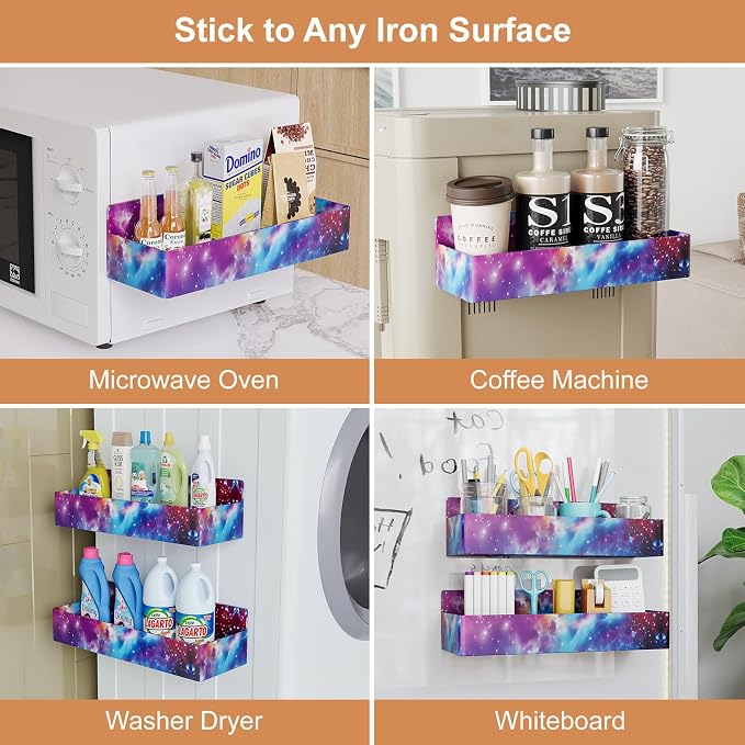 Mystozer Magnetic Spice Rack for Refrigerator, Kitchen Organizer and Storage Shelf, Starry Sky(4 Pack) - Image 6