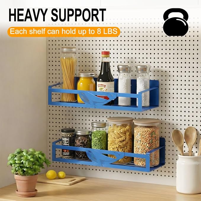 Magnetic Spice Rack for Refrigerator, 4 Pack Metal Magnetic Shelf Organizer for Fridge Side, Strong Spice Storage Rack for Kitchen, Dark Blue - Image 7