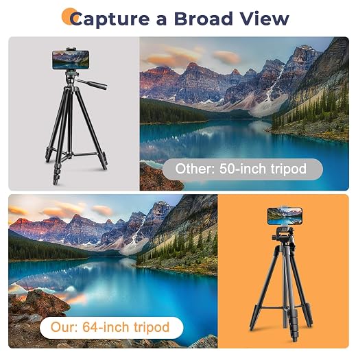 65” Phone&Tablet Tripod, Aureday Cell Phone Tripod for iPhone with Wireless Remote and Phone Holder, Extendable Stand for iPad, Suit for Video Recording/Makeup/Live Streaming - Image 6