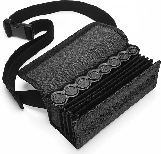 1 Set Euro Coin Holders Fanny Pack with Banknote Dispenser, Waiter's Purse, Coin Sorter, Organizer, Storage Bag with Belt for Waitress, Server, Collector, Cashier, Change, Black by Cunno