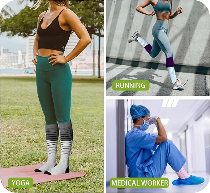 LEVSOX Viscose Made from Bamboo Compression Socks for Pregnant Women 20-30 mmHg Knee High Cute Mens Supports Socks for Travel - Image 7