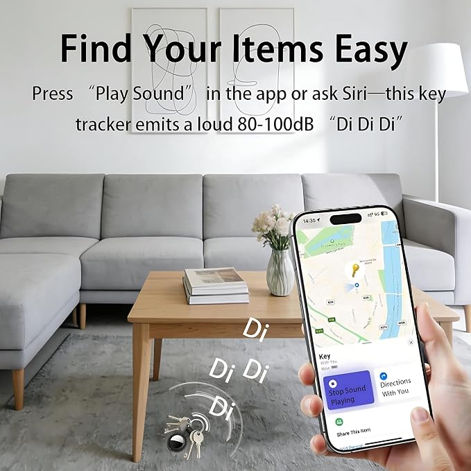 4 Pack Apple MFi Certified Tracker Tags Works with Apple Find My (iOS Only) | Bluetooth Item Finder Replaceable Battery Waterproof Smart Tag for Keys Wallet Pets Backpack Luggage Bags Worldwide Tracking - Image 4