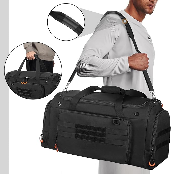 DSLEAF Tactical Sneaker Duffle Bag, Sneaker Travel Bag for 4 Pairs of Shoes | Multiple Pockets, Detachable Shoulder Strap and TSA Carry-on Approved Size - Image 5
