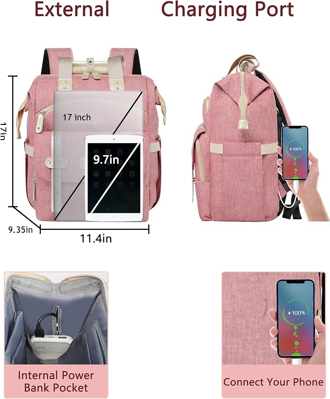 FALANKO Laptop Backpack for Women,Large Computer Backpack for 17 Inch Laptop, Water Resistant Teacher work nurse Doctor Bookbag - Image 4