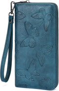 BELTANA Womens Wallet RFID Wallet Women with Passport Holder Butterfly Vegan Leather Multi Card Slots Wallets Large Capacity Wristlet Travel Purse for Women (Peacock-Blue) by BestSeller