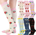 6 Pairs Compression Socks for Women Men, Wide Calf | Knee High Compression Socks, Graduated 14.5 - 30.9 mmHg Support, Women Nurses Travel Yoga Running Circulation by scenicamp