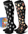 Thick Soft Cotton Compression Socks | 2 Pairs 15-20mmHg Cushioned Soft Breathable Comfortable Knee High Compression Socks for Women Men, Pregnancy Travel Nurse by Lalapapa