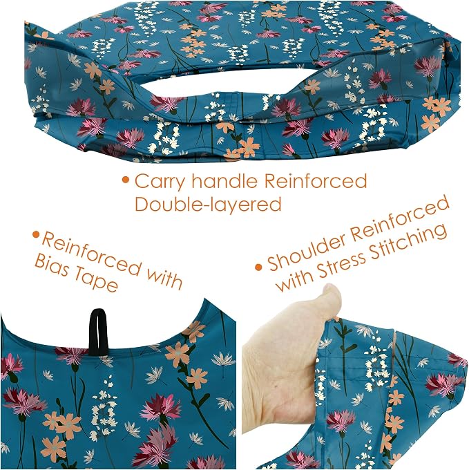 BeeGreen Aesthetic Tote Bags Flowering Shrub Gifts for Women Travel Floral Reusable Grocery Bags Shopping Bags Bulk 6 Pack 50LBS X-Large Foldable-Machine Washable - Image 5