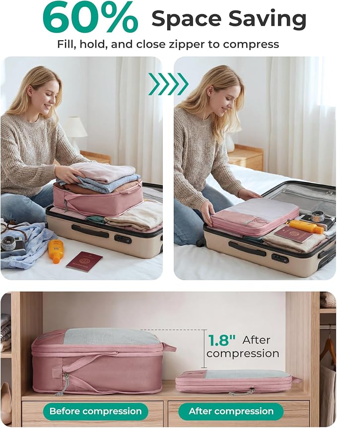 BAGSMART Compression Packing Cubes for Travel Essentials | 14 Set /6 Set /4 Set/2 Set, Lightweight, Durable - Image 4