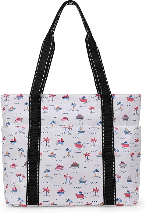 Tote Bag for Women with Laptop Compartment & Cup Holder,Nylon Bag for Work,Travel,Gym,Beach,Teacher,Nurse,School,Mom by HappiePeppie