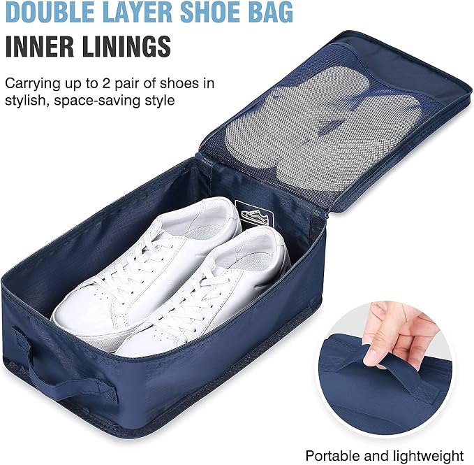 Mossio 6 Set Packing Cubes with Shoe Bag - Lightweight Travel Luggage Suitcase Organizers - Image 2