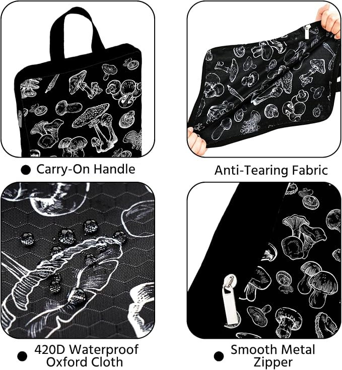 6 Pcs Compression Packing Cubes Waterproof Suitcase Travel Bag Luggage Backpack Organizer Travel Cubes for Packing-Black Mushroom - Image 2