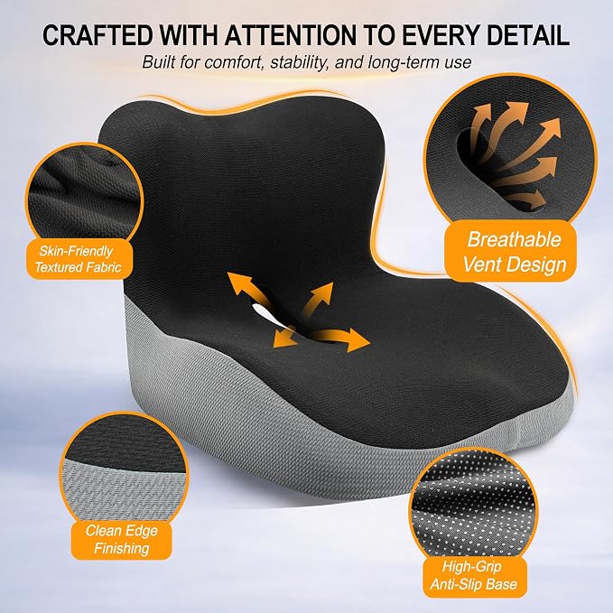 Allaboutsla Car Seat Cushion with Lumbar Support Pillow, Car Back Support | L-Shaped Ergonomic Memory Foam Seat Cushion, Car Seat Cushions for Driving, Driver Cushion and Back Support for Car, B&G - Image 8
