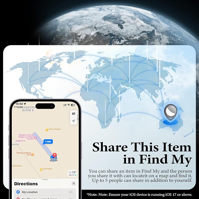Air Tracker Tags-4 Pack Work with Apple Find My (iOS Only) 100dB Sound | 5.3 Smart Bluetooth Tracker, Smart Tag with Keychain/Lanyard, Item Finder for Luggage/Key/Suitcase, Replaceable Battery Black - Image 7