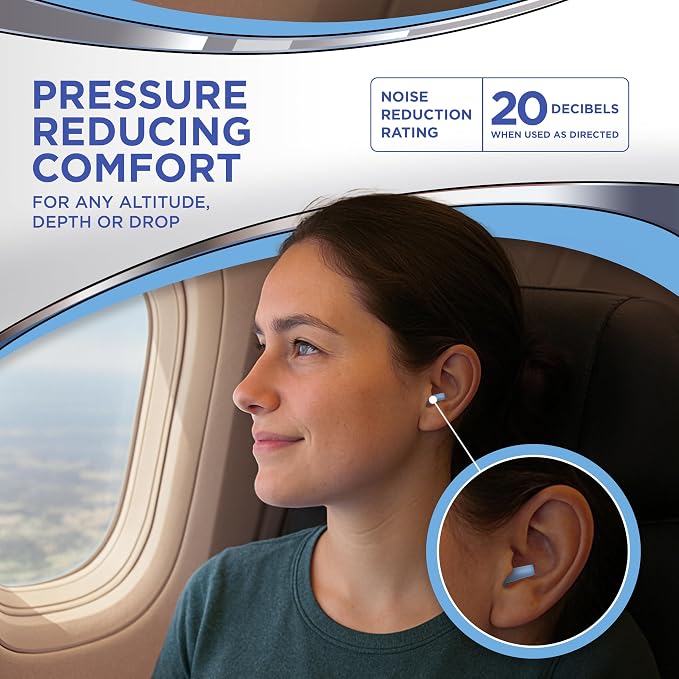 HEAROS AirPlugs Airline Pressure Reducing Earplugs, 1 Pair + Free Case, Latex Free Silicone, Reduce Ear Pain, NRR 20, Clear (5805) - Image 3