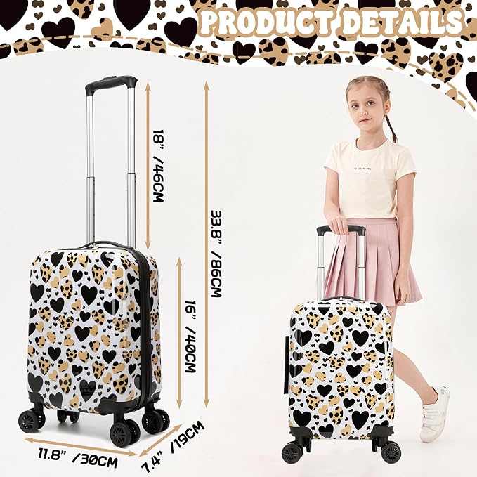 Kid's Luggage Set 2 Piece Suitcase Set Hardside Luggage with Spinner Wheels Girls Carry on Toddler Travel Rolling Suitcase with Neck Pillow Airline Approved - Image 2