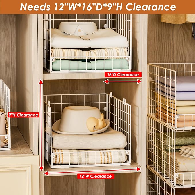 Yociyoga Stackable Closet Organizers and Storage - 4-Tier Stackable Storage Bins, Foldable Closet Shelf Organizer Basket, Clothes Organizers Shelves for Organizer System(Patent 30022416) - Image 3