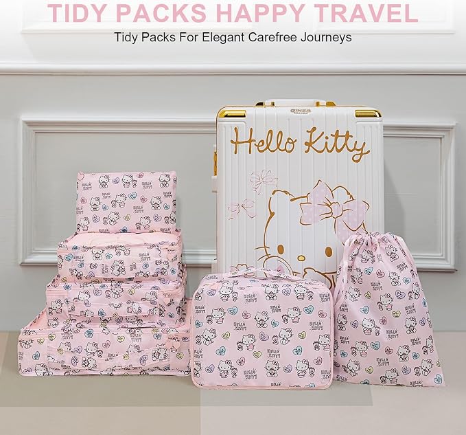 AmBealla 6 Set Travel Organizer,Packing Cubes for Travel Luggage Organizer Bags,Waterproof Pink Twill,Cute Packing Organizers for Business/Vacation,Women's Clothes Storage - Image 9