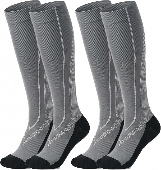 2 Pairs Compression Socks for Women & Men Knee High Nurse Pregnant Cute Medical Running Travel Athletic by Unknown