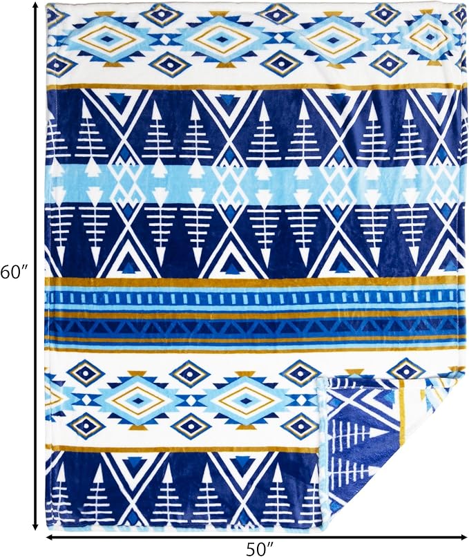 Carstens, Inc. Travel Blanket, Premium Compact 2-in-1 Airplane Blanket/Pillow, Open Sky Blue Aztec - Image 5