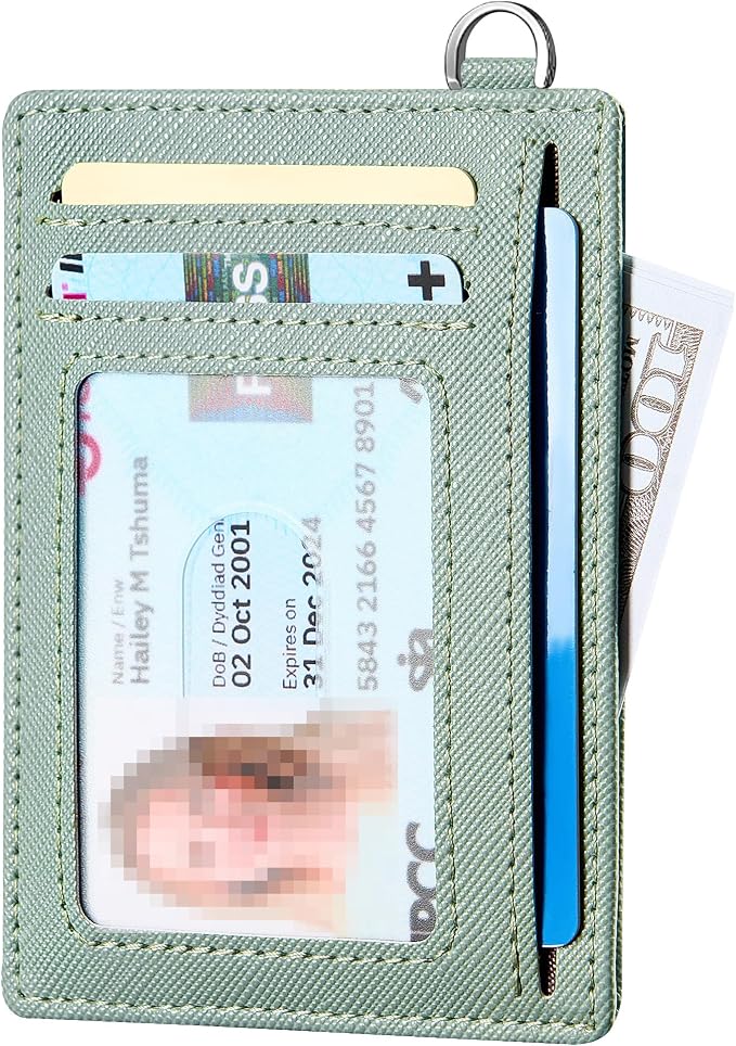 Mayski Slim Wallet, Credit Card Holder for Women, Minimalist Front Pocket RFID Blocking Card Cases, Small Wallet Women Men(Cross Green) - Image 2
