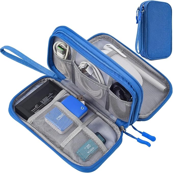 CAOODKDK Electronics Accessories Organizer Pouch, Electronic Organizer Travel Case Cable Organizer for Cable, Charger, SD Card, Business Travel Gadget Bag (Blue) by Unknown