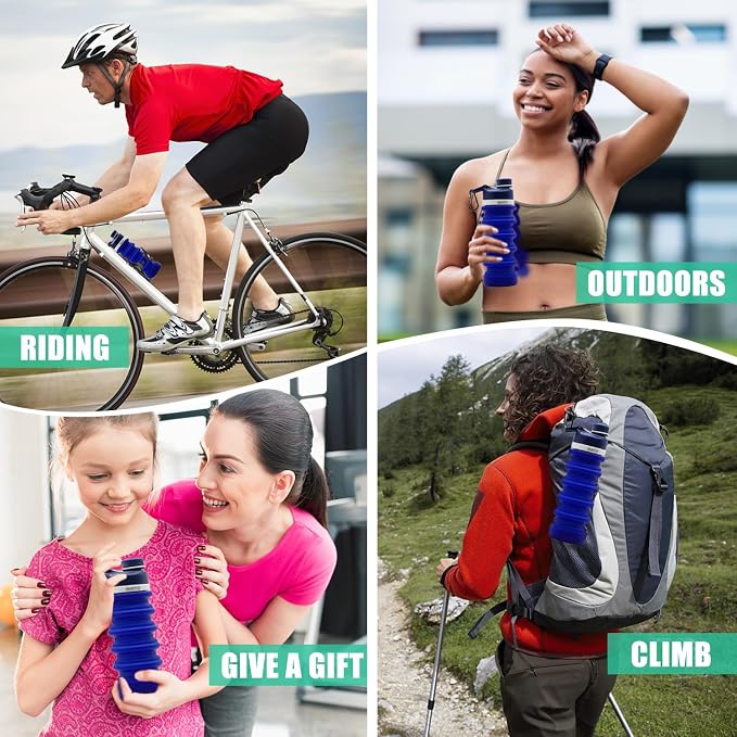 ONTA Collapsible BPA Free Silicone Water Bottle, 20oz - Portable, Leakproof, Easy Clean, Shatter Resistant, Travel Friendly - Image 5