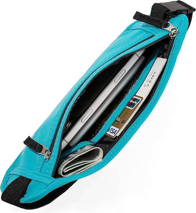 Money Belt - Slim Passport Holder RFID Blocking Travel Wallet Undercover Fanny Packs for Men Women - Blue - Image 5