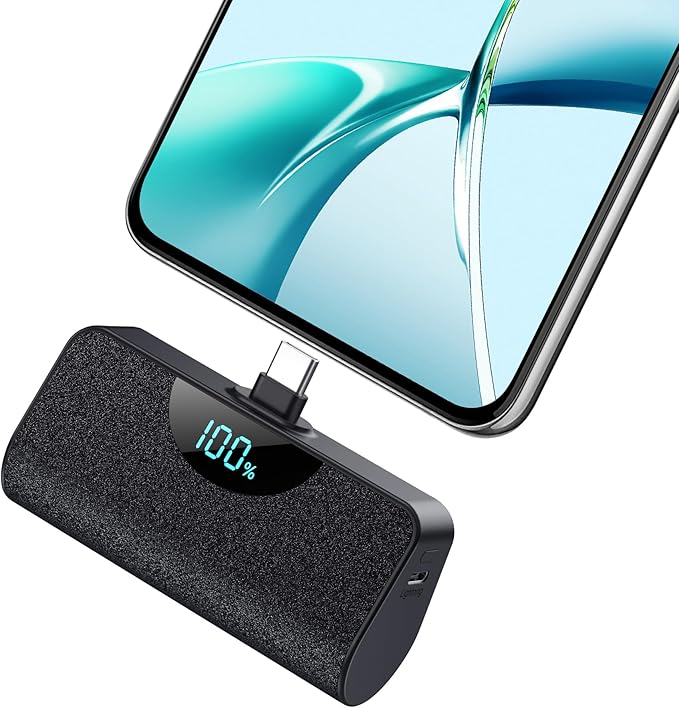 Mini Portable Charger USB C Power Bank,Upgraded Travel Essential 5200mAh PD Fast Charging Battery Pack Built-in USB-C Connector for iPhone 17/17Pro Max/16e/Air/16/16Pro Max/15 All Series,Android by HETP