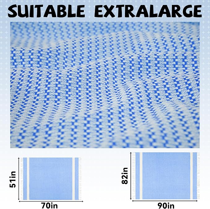 Blue Woven Throw Blanket Lightweight Large Soft Nautical Shark Lake House Kids Teen Boy Baby Nursery Decor Bedroom Bed Living Room Accessories Sofa Couch Chair Cover Decorative New Apartment Essential - Image 7