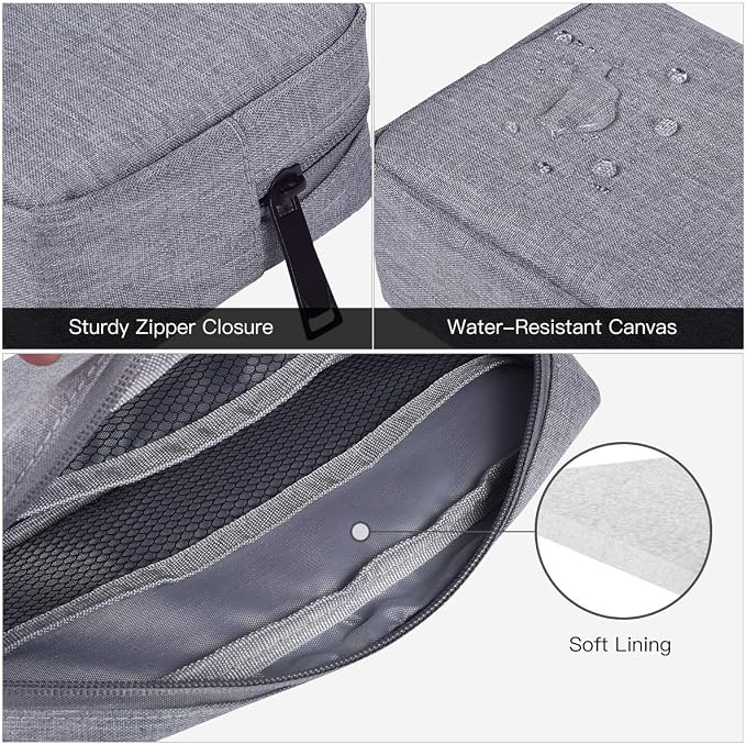 Portable Electronics Accessories Storage Bag, 2PCS Big + Small Carrying Case Travel Cable Organizer Cosmetic Bag Pouch Compatible Hard Drive, Power Bank, Mouse, Laptop Charger, Cellphone, Gray - Image 4