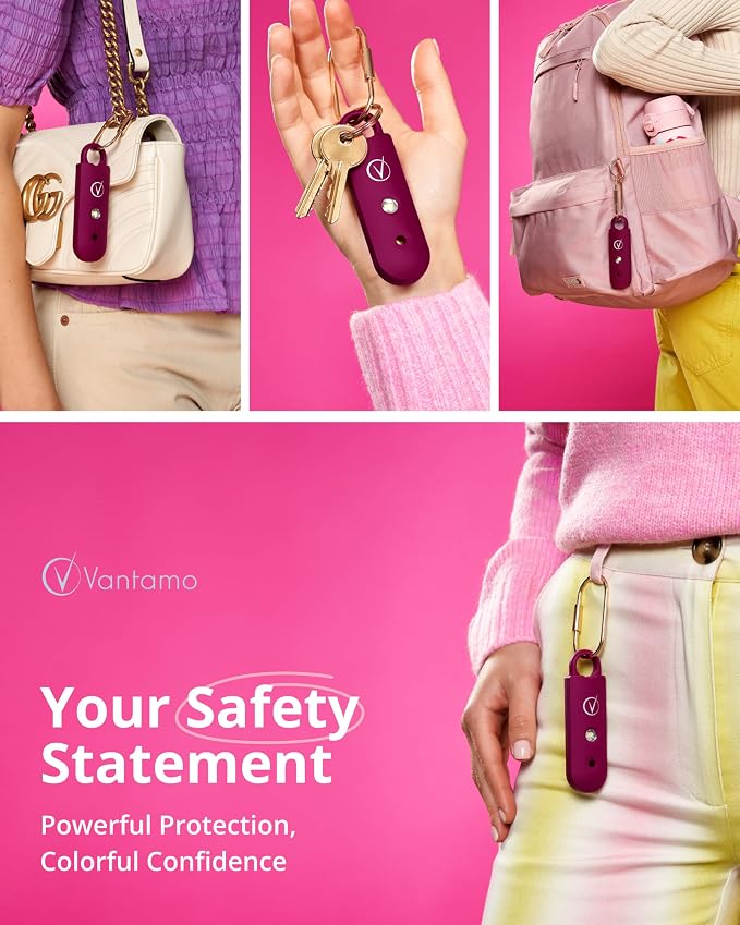 Vantamo Personal Alarm for Self Defense with Low Battery Notice, Strobe Light & Extra Loud 130 dB Double Speakers Safety Keychain Set for Women, Rechargeable Panic Button for Womens Self Defense - Image 2