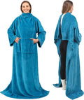 PAVILIA Blanket with Sleeves for Adult Women Men, Soft Warm Wearable Blanket Fleece Wrap Throw, Robe Blanket Gift by PAVILIA