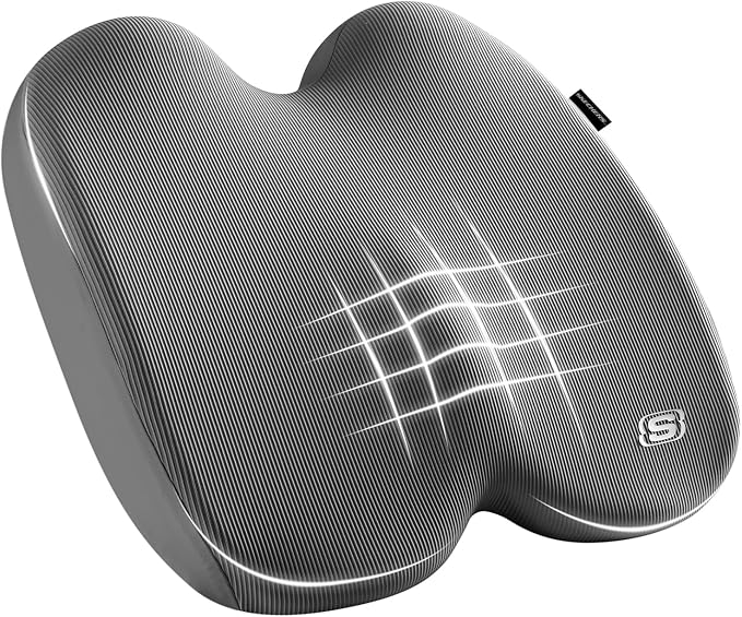 Skechers Seat Cushion, Ergonomic Memory Foam Cushion for Long Sitting Hours on Office & Home Chair, Car Seat Cushion for Sciatica, Coccyx Cushion,Gray by Unknown