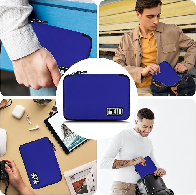 Electronics Organizer,Travel Cord Organizer Pouch,Cable Organizer Bags | Travel Electronic Accessories Storage Case for Cables, Cords, Charger, Phone (Navy Blue) - Image 6