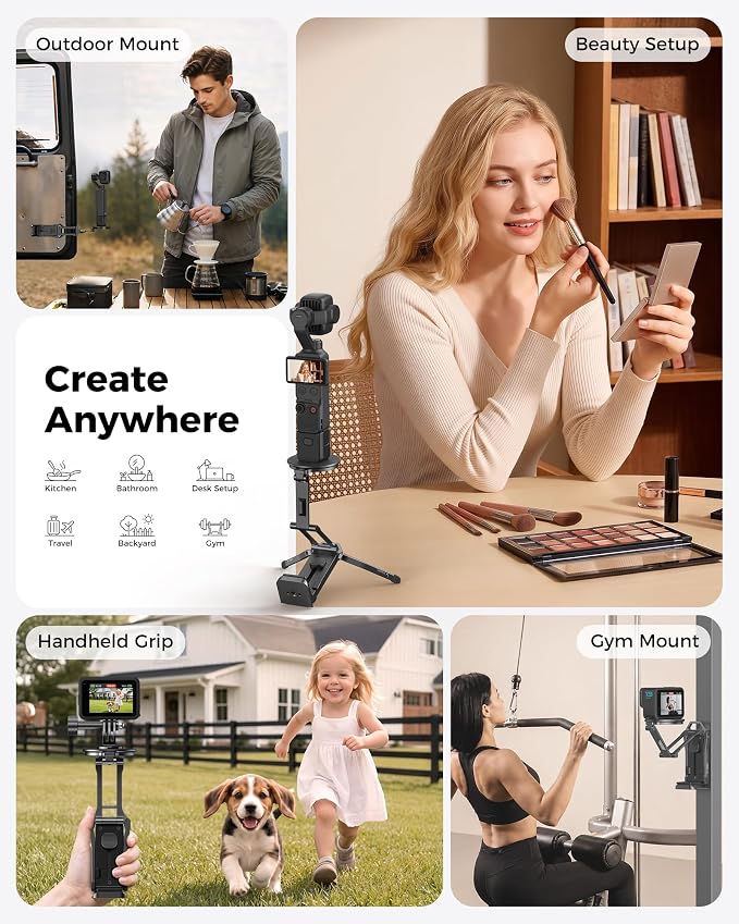 OMOTON TP02-Ultra Magnetic Action Camera Mount for DJI/GoPro iPhone, Black | Arca-type Adapter with 1/4" Screw, 4 in 1 Phone Tripod for Travel Vlog, Adjustable & Swivel, for iPhone 12-17 Series - Image 5