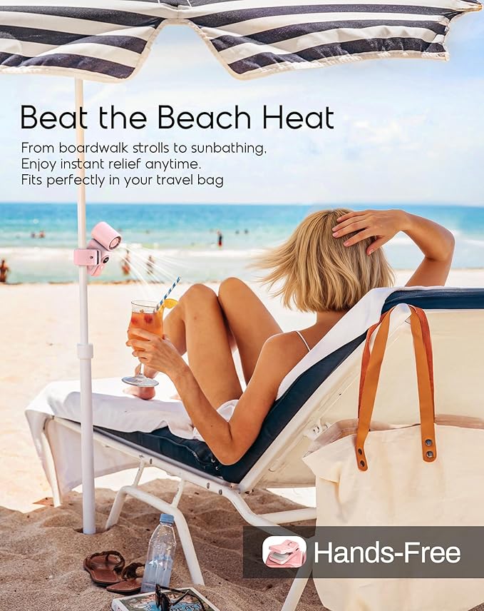 Portable Clip-On Mini Fan, Personal Handheld Fan for Stroller w/ LED Screen | Hands-Free, 360°Rotatable Clip, Turbo 13500RPM,4 Wind,USB Rechargeable, Travel Lash Beach Concert Ideal, Gifts for Women Girl - Image 2