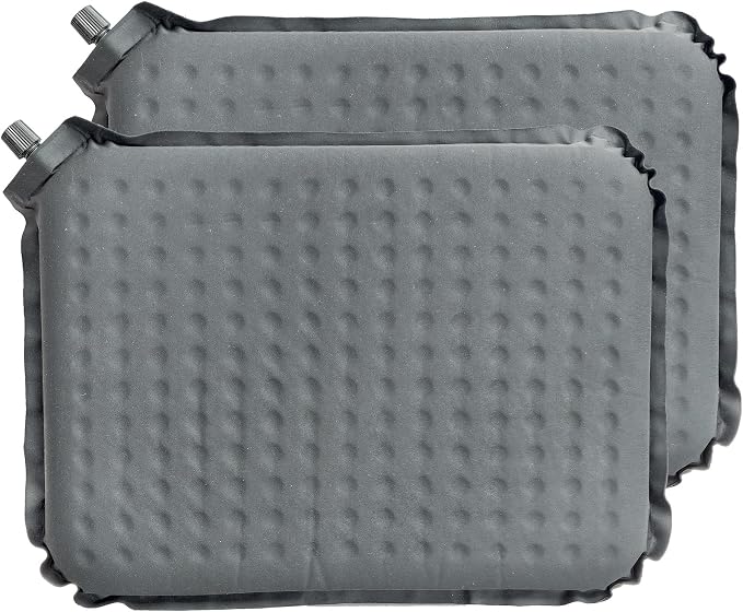 2-Pack Self-Inflating Seat Cushion for Airplane Travel, 16x13 inches | 2" foam core firmness easily adjustable, for long flights, stadium bleachers, hiking sit pad, camping pillow, office chair by TadpoleJump