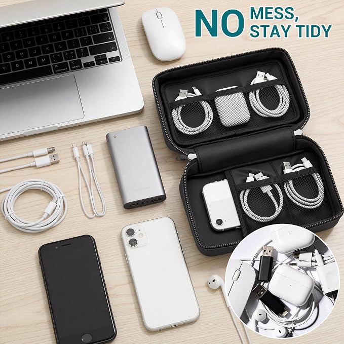 Fireproof Electronics Organizer Travel Case, Black | Water Resistant Tech Accessories Pouch, Explosion-proof Cord Storage Bag, Fireproof Zipper for Phone, Power Bank, Cables, USB - Image 7